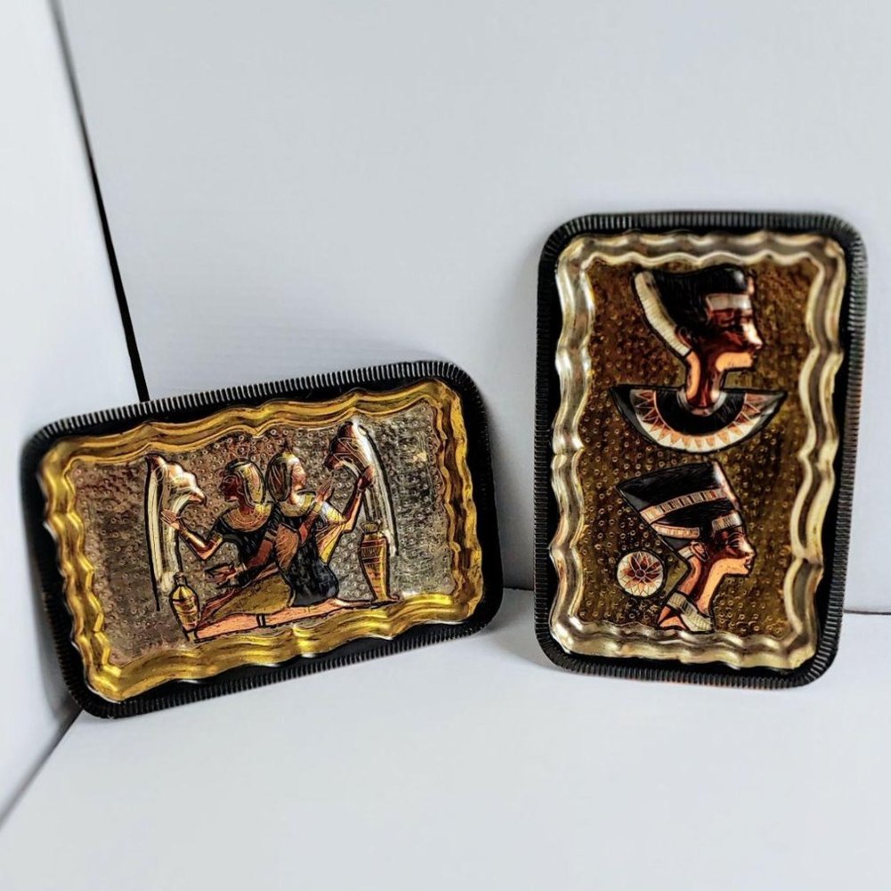 Egyptian Bronze Rectangle Trays Pharaohs Decor